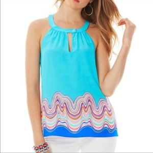 Lilly Pulitzer Rogan Shorley Blue Halter Tank Cami Top